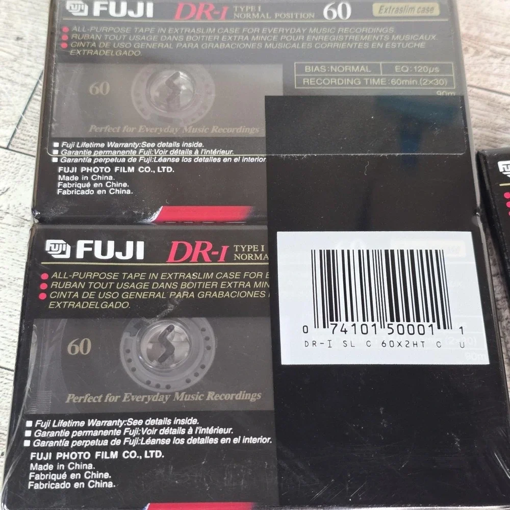 Lot Fuji DR-I 2 Pack 60 Min 1 90 Min Cassette Tape Type 1 Normal Bias Sealed NOS